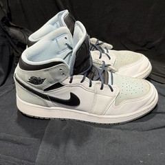 Jordan Air Jordan 1 Mid White/Light Blue/Black Leather Mid Top 5.5Y DV1337-104