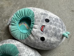 Squishmallows Gray Dino Plush Slippers Size 4–5 Soft Cozy House Shoes Kids
