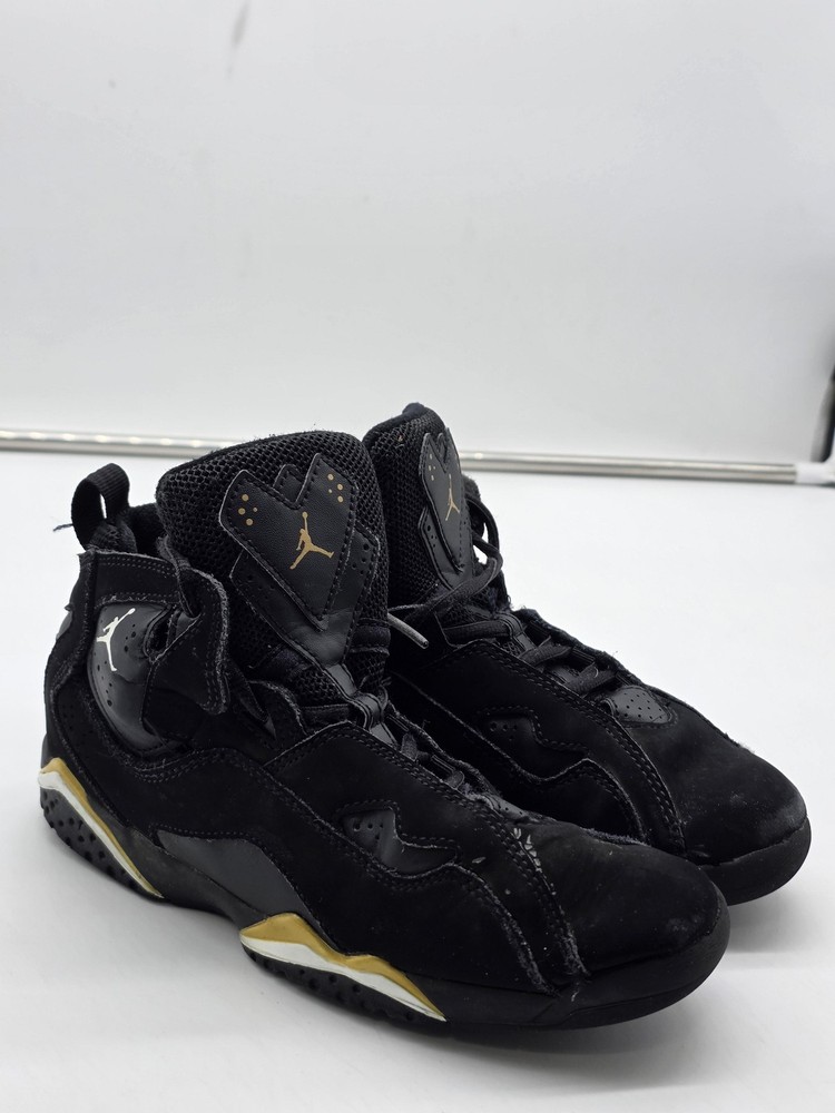 Jordan Air Shoes Kids 3Y Black Gold true flight Basketball Sneakers 343796-017