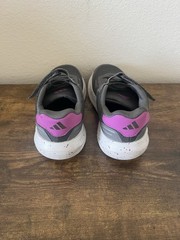 adidas Cloudfoam Kids Hook & Loop Sneakers US 10K Gray Purple Mesh