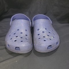 Crocs Classic Glitter Kids Clogs Size 3 Purple Glitter Rubber Slingback