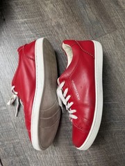 Authentic Dolce & Gabbana Red Leather Kids Sneakers Shoes 36