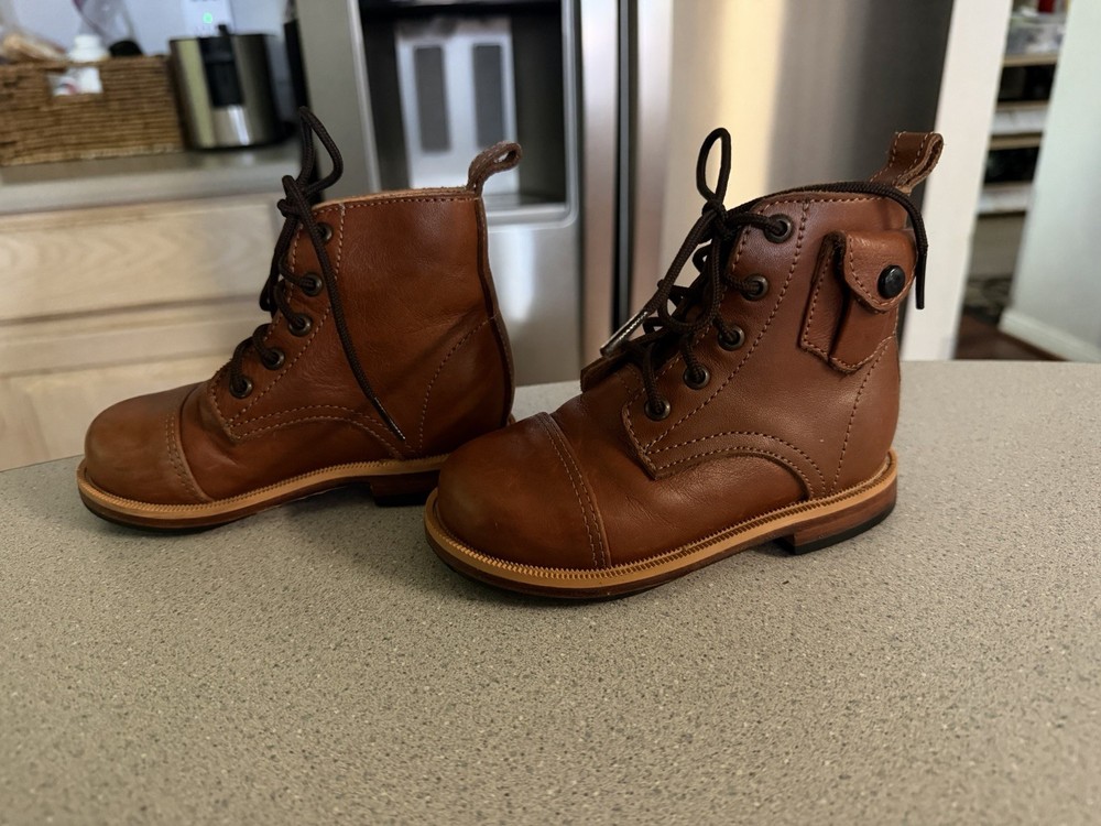 Mikoleon Heirloom Classic handmade leather boots in brown. 6.5 INCHES Toddler