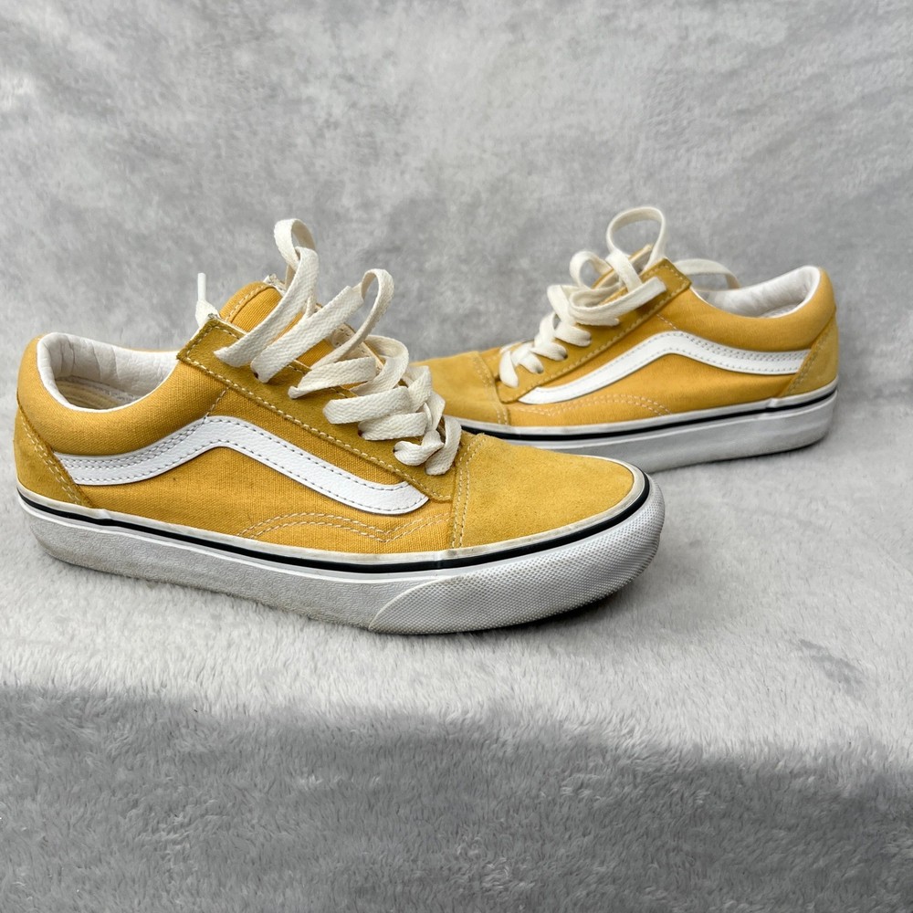 Vans Old Skool Suede Canvas Sneakers Size 4.5 Yellow Kids Skate Classic Shoes