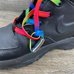 Nike Manoa Leather Lace Up Ankle Boots Youth Kid’s Size 2Y Black BQ5373-001