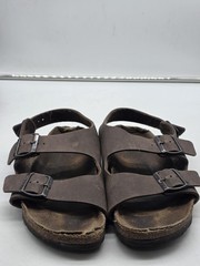 Birkenstock Sandals Shoes Mens Size 6 Womens 8 Brown Milano Leather Damage Strap