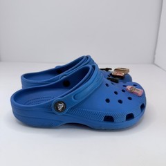 Crocs Classic Clogs Blue Kids Size J3 Minecraft Pizza Jibbitz Charms Shoes