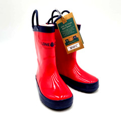 Lone Cone Easy on Handels Navy Trim Red Rain Boots Size 8 Kids