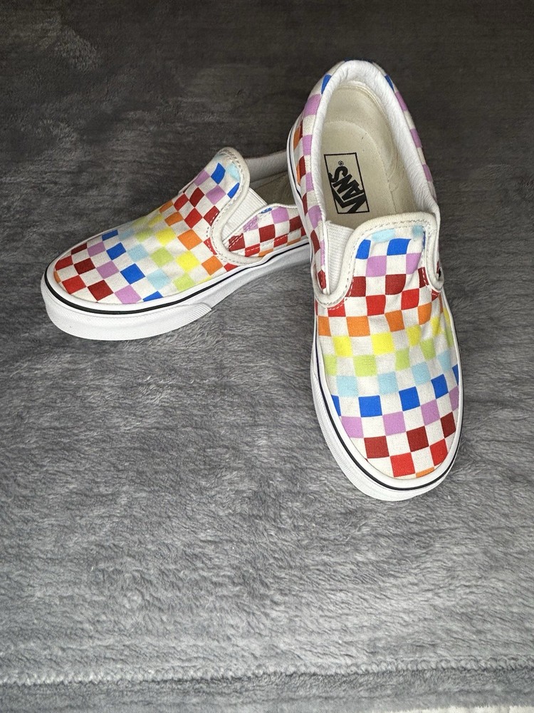 Vans Off The Wall MultiColored Checkered Slip On Shoes girls Size 2