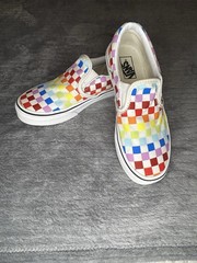 Vans Off The Wall MultiColored Checkered Slip On Shoes girls Size 2