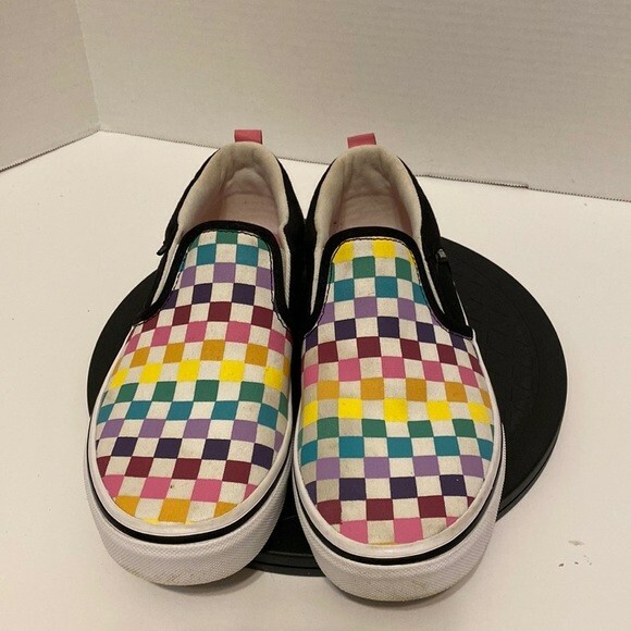 Checkboard Vans slip ons multicolor size 5