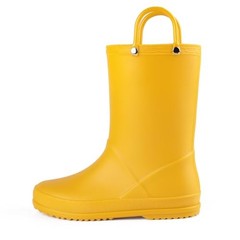 Kids Rain Boots Waterproof with Easy-on Handles Boys and 8 Little Kid Yellow
