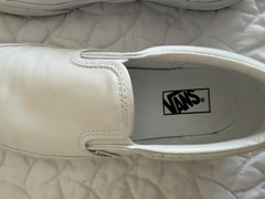 Vans Classic Slip-On Shoes True White Canvas Upper Rubber Sole sz 4.5