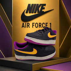 NIKE AIR FORCE 1 LOW GS LAKERS 7Y 8.5W PURPLE GOLD DX5805-500 SNEAKERS