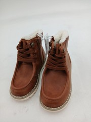 Shearling Style Boots Kids Size 8 Brown Faux Suede Lace Up Ankle Winter Cozy