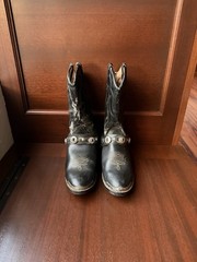Vintage Durango Black Leather Biker Boots Youth Size 3.5 D