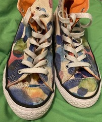 Converse Paint Splatter Lace Up High Top Sneakers 656144F Big Kid Junior Sz3 GUC