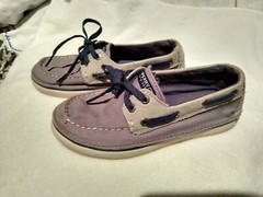 Sperry Top-Sider CRUZ – size 1M / 32.5 EUR – Grey leather trim, light blue canva