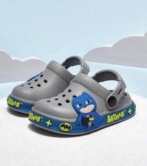 Batman Kids Gray and Bright Blue Cartoon Clog Sandals