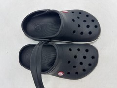 DAMAGED Crocs Crocband Clogs Junior Black Slip-On Round Toe Comfort – J3