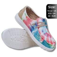 Hey Dude Wendy Youth Boho Mandala Tie Dye Shoes Pink Blue Girls Slip On Canvas