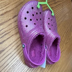 Crocs Classic Lined Glitter Clog Pink Unisex Kids Slip-On Sandal US J6