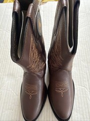 Deer Stags Youth Size 13 M Dark Brown Ranch Faux Leather Cowboy Boots