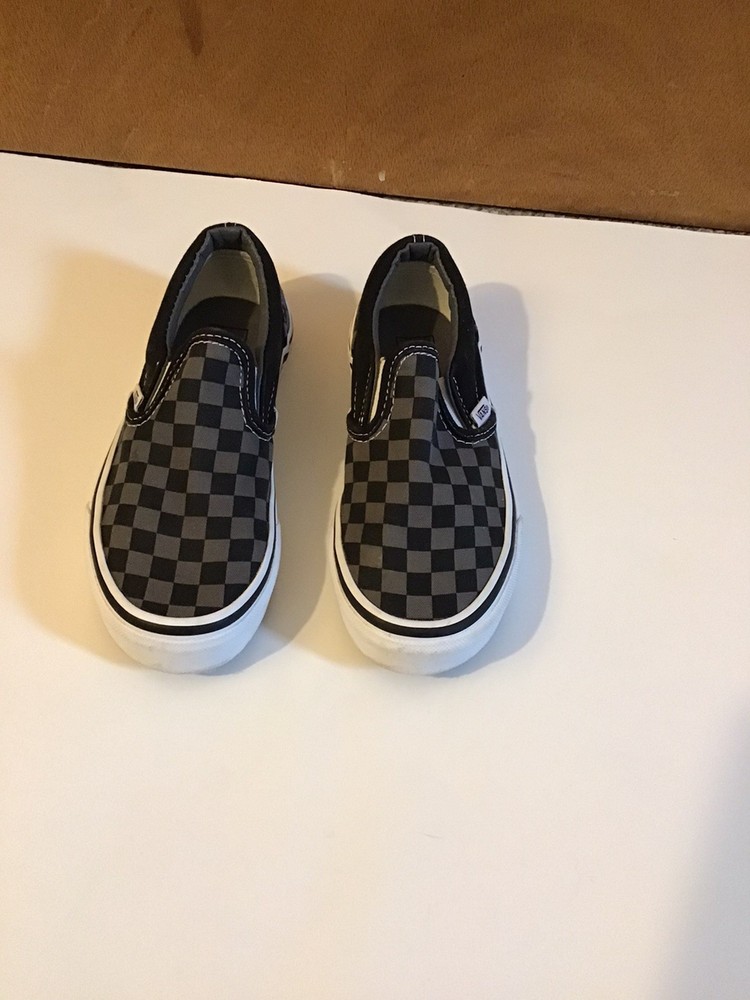 Vans Classic Slip-On Checkerboard Black Pewter Youth Size 1