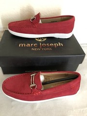MARC JOSEPH NEW YORK Big Kid Leather Double Bit Driver Shoe Loafer Red SIZE5.5