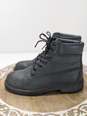 Timberland Work Boots Boys Size 6 Black Green Leather Moto Biker Combat 12907M