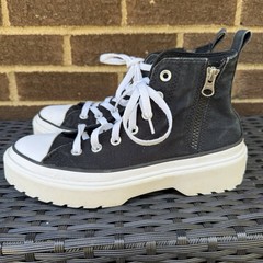 5 1/2 youth black converse zipper chunky Thick Soles Platform Gothic Lugged Zip
