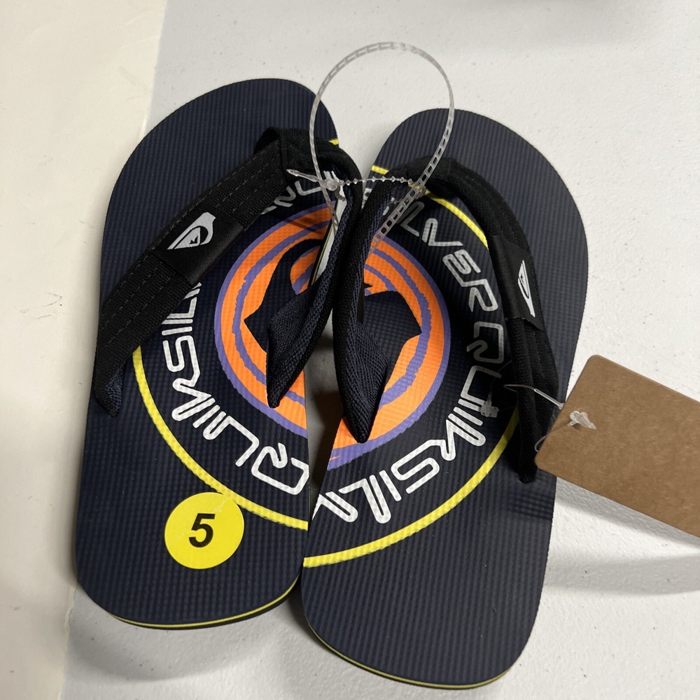 Quiksilver Boy’s Molokai Layback Flip-Flops Thongs Sandals Size 5 US Black