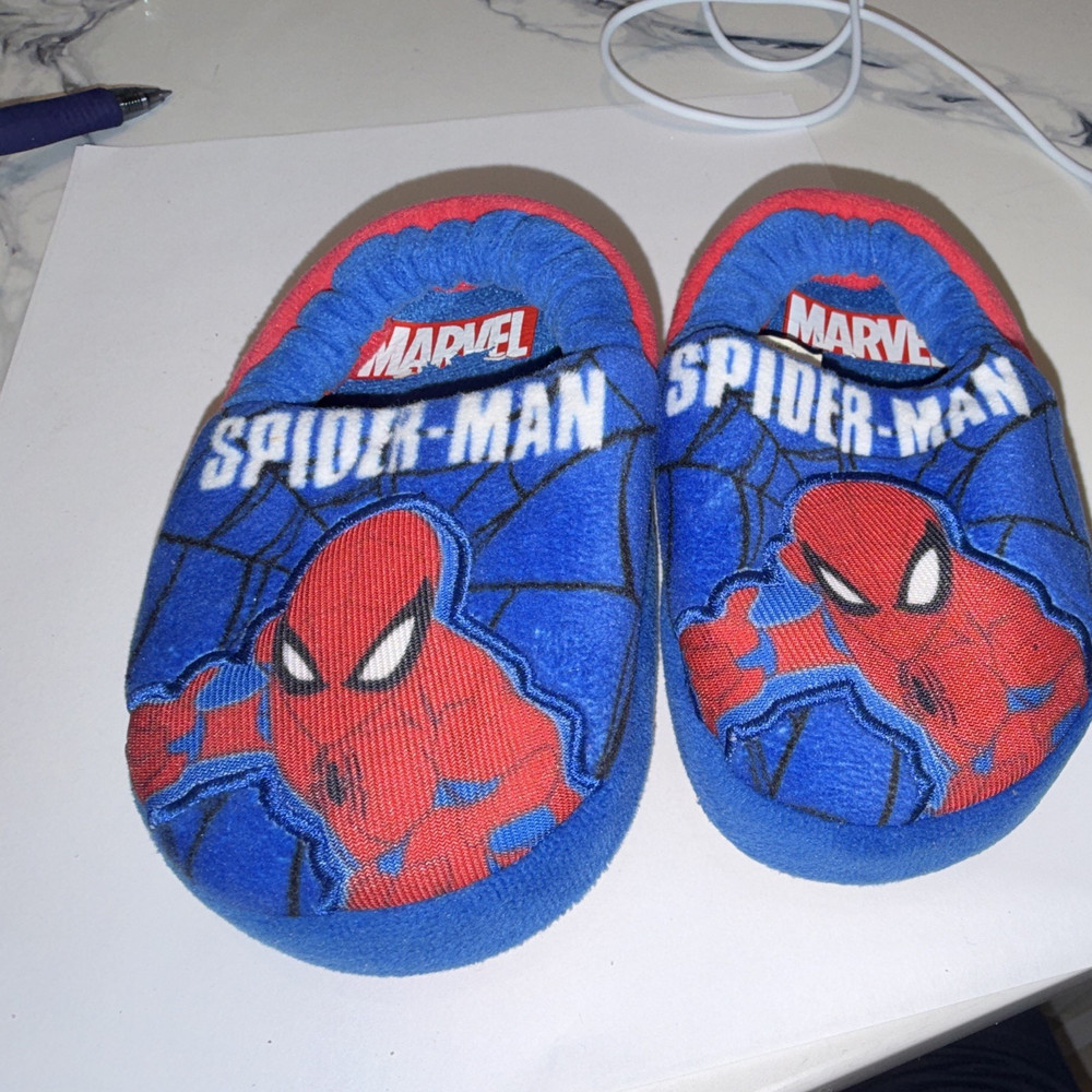 Marvel Spider-Man Unisex Kids Blue/Red Slip-On Slippers US 5 Synthetic