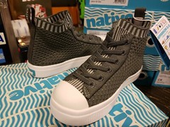 NATIVE Grey JEFFERSON 2.0 HIGH LITEKNIT Kids Sneakers Lace Shoes 7T US / 23 EUR