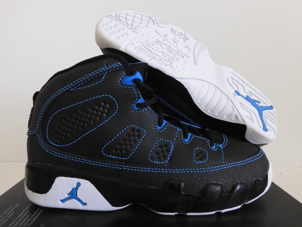 NIKE AIR JORDAN 9 RETRO (PS) BLACK-WHITE-PHOTO BLUE SZ 1.5Y [401811-007]