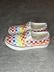 Vans Off The Wall MultiColored Checkered Slip On Shoes girls Size 2