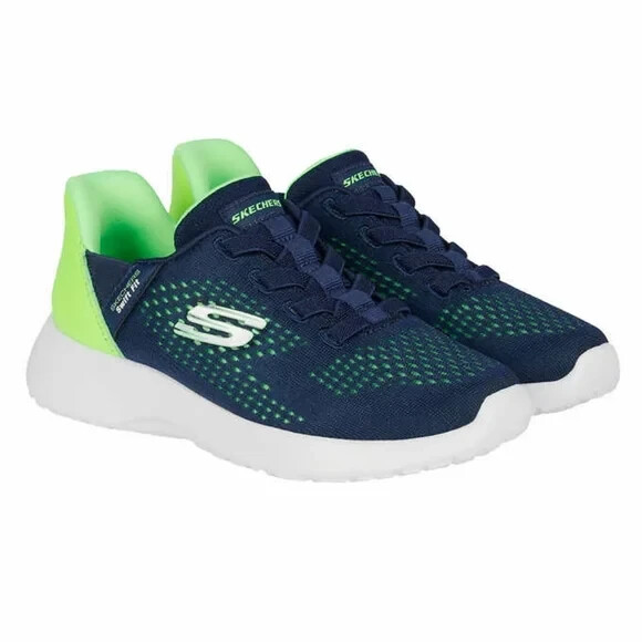Skechers Kids‘ Swift Fit Sneaker Navy/Green Shoes SZ-12