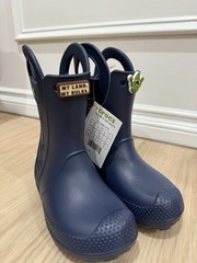 Crocs Handle It Rain Boots Youth Sz C12 Dark Bluez Rubber Pull On Handles