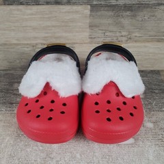 Crocs Classic Lined Clogs Sandals Sz 8 C8 Red Round Toe Slip-On Christmas