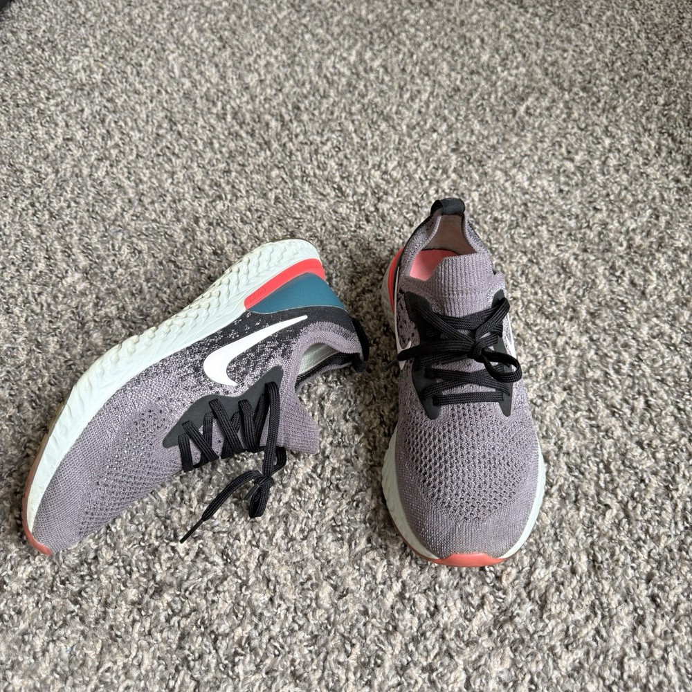 Nike Epic React Flyknit Shoes Youth 7 Gunsmoke Teal Running Sneakers