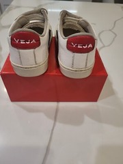 Veja kids esplar touch strap sneakers white with red and navy accents size 25