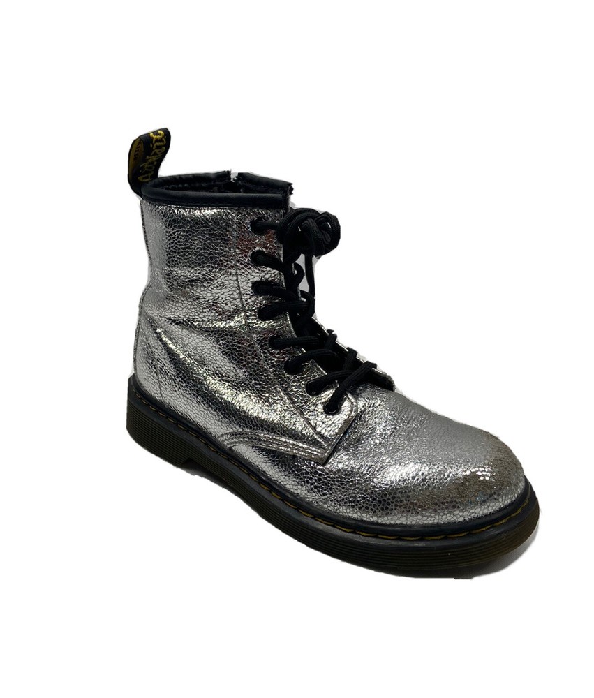 Dr Marten’s Pascal 1460 J Combat Boots Sz 3 Kids In Metallic Croc Print AW004