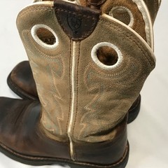 Ariat Workhog Brown Stitched Leather Square Toe Boot 10008644 – Youth Size 1