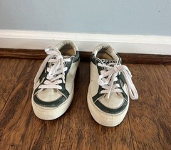 Golden Goose Kids Dirty White Green May Distressed Leather Sneaker Shoes