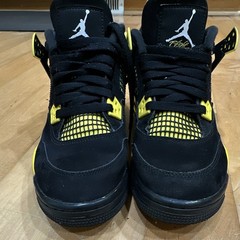 Nike Air Jordan 4 GS Yellow Thunder Unisex Kids Sneakers 7Y *missing insole*