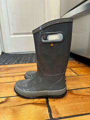 BOGS K Rainboot Solid Gray Rubber Pull-On Rain Boots Unisex Kids US 13 EU 30