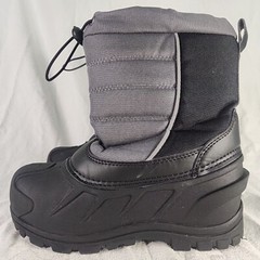 Boots Kid 3 Itasca Insulated Waterproof Canvas & Rubber Winter Snow Grey & Black