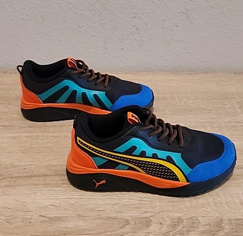 Puma Excursion AC PS Kids Shoes Black Blue Orange Teal Yellow Size 2C