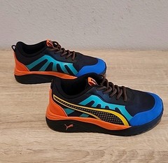Puma Excursion AC PS Kids Shoes Black Blue Orange Teal Yellow Size 2C