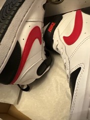 Size 12C- Nike Court Borough Mid 2 White/University Red-Black Kids Youth CUTE